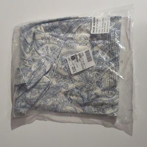 And women's long sleeve relaxed cotton mock turtleneck in Blue bayou Paisley